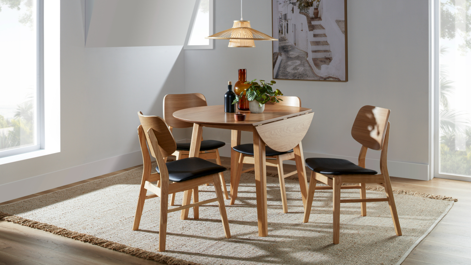 Zara 5 Piece Drop Leaf Dining Suite - Black