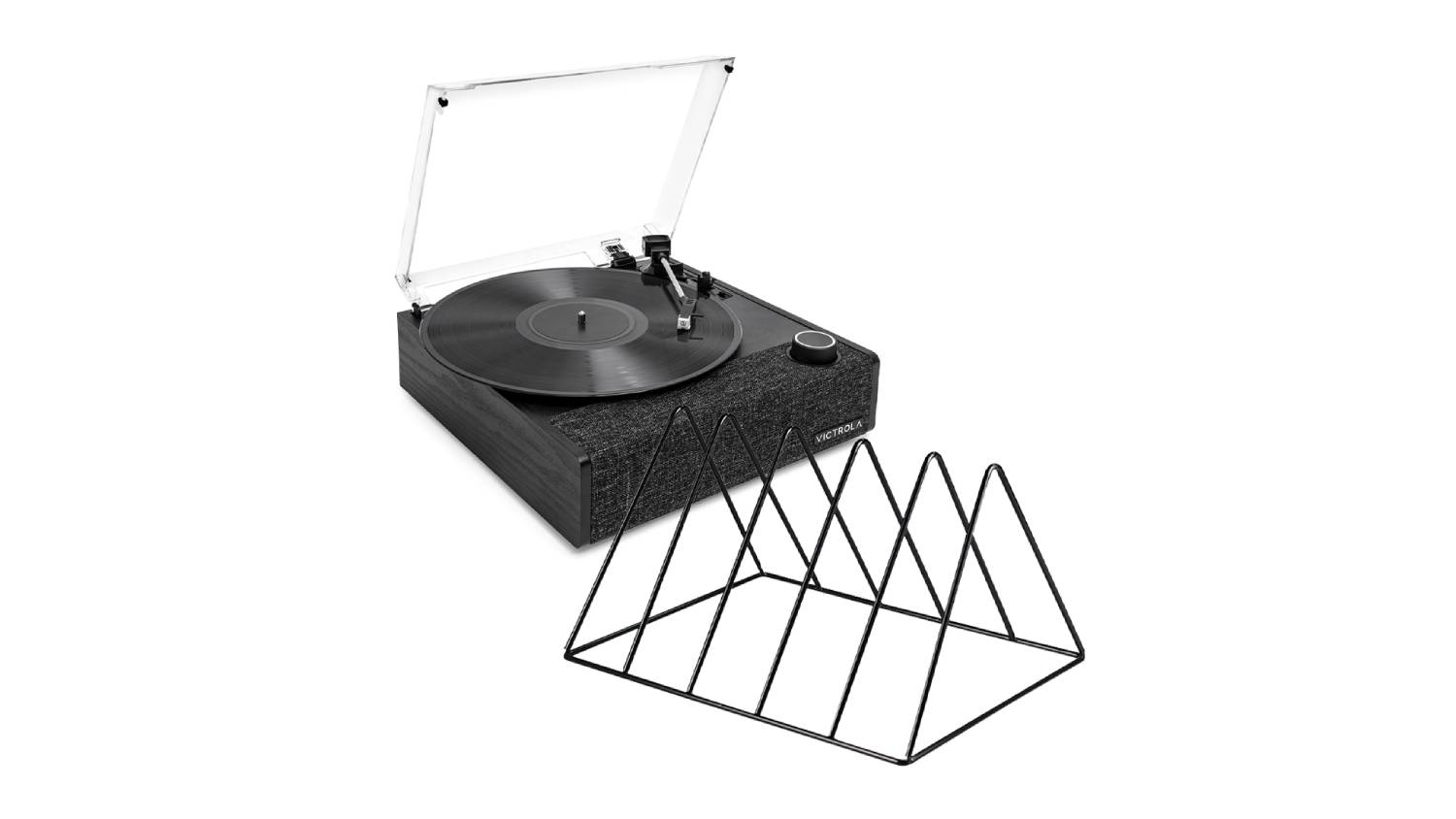 Victrola Eastwood II Bluetooth Turntable with Gadhouse Vinyl Rack - Black