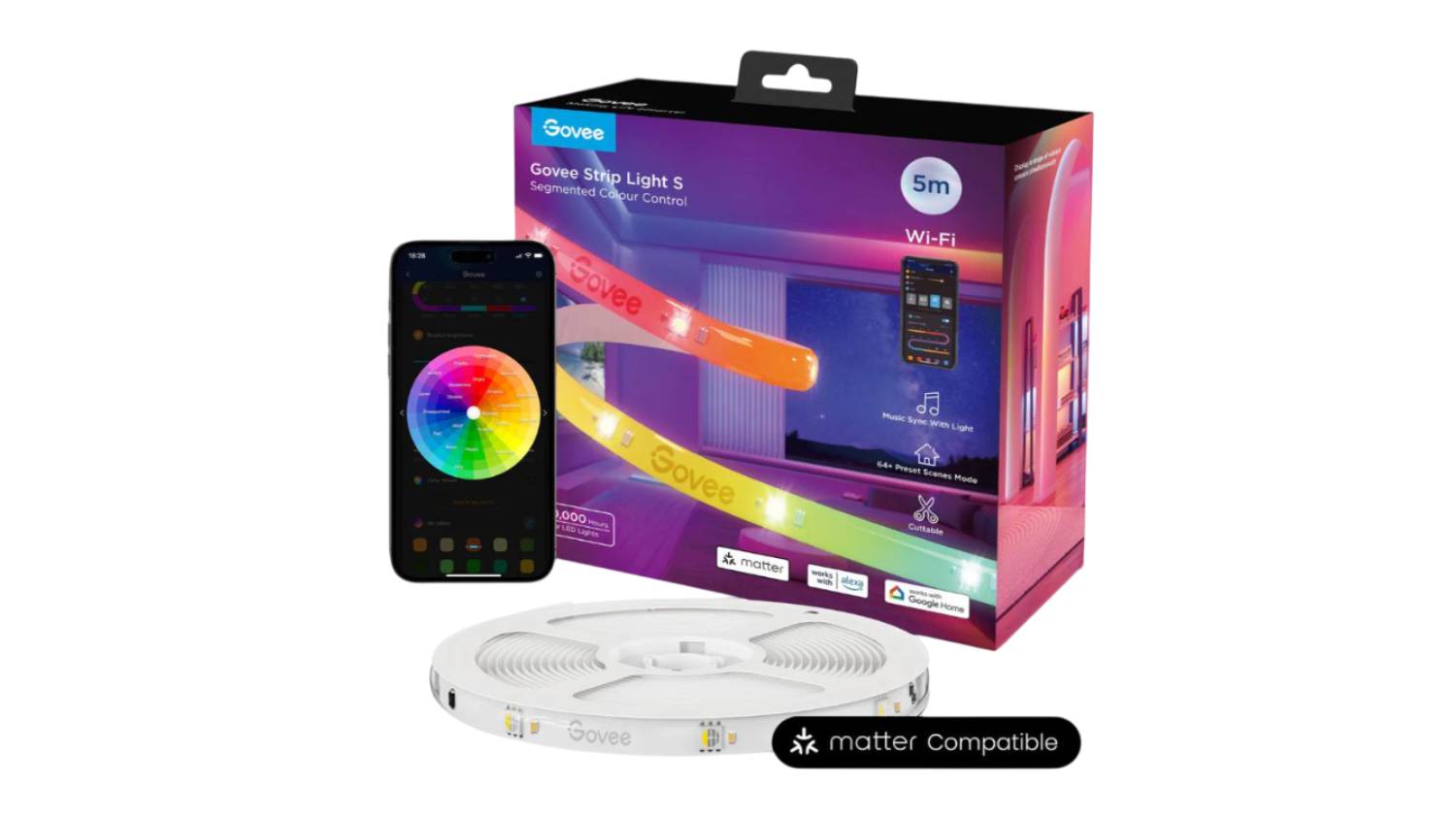 Govee RGB LED Smart Light Strip 5m with Matter Compatibility