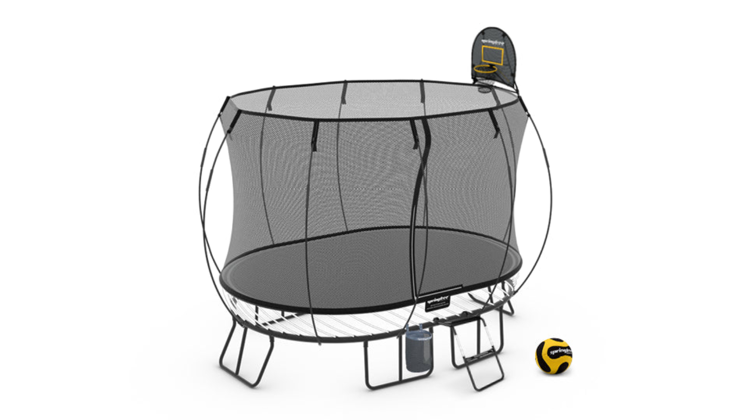 Springfree Medium Trampoline 3.4 x 2.4m Oval with Sports Equipment Bundle