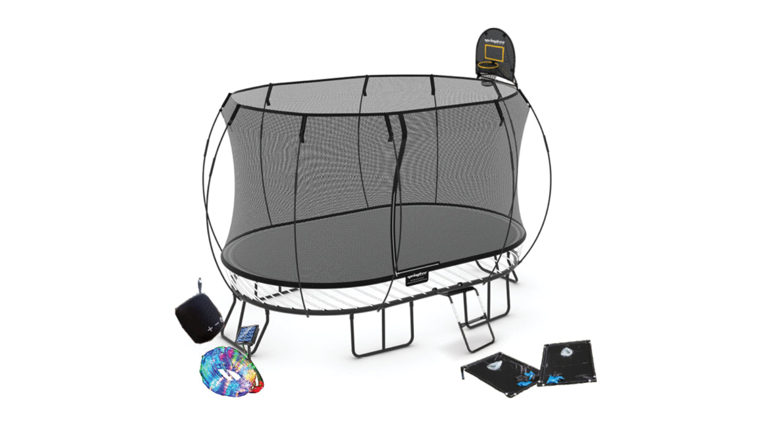 Springfree Large Trampoline 4 x 2.4m Oval with Play Equipment Bundle