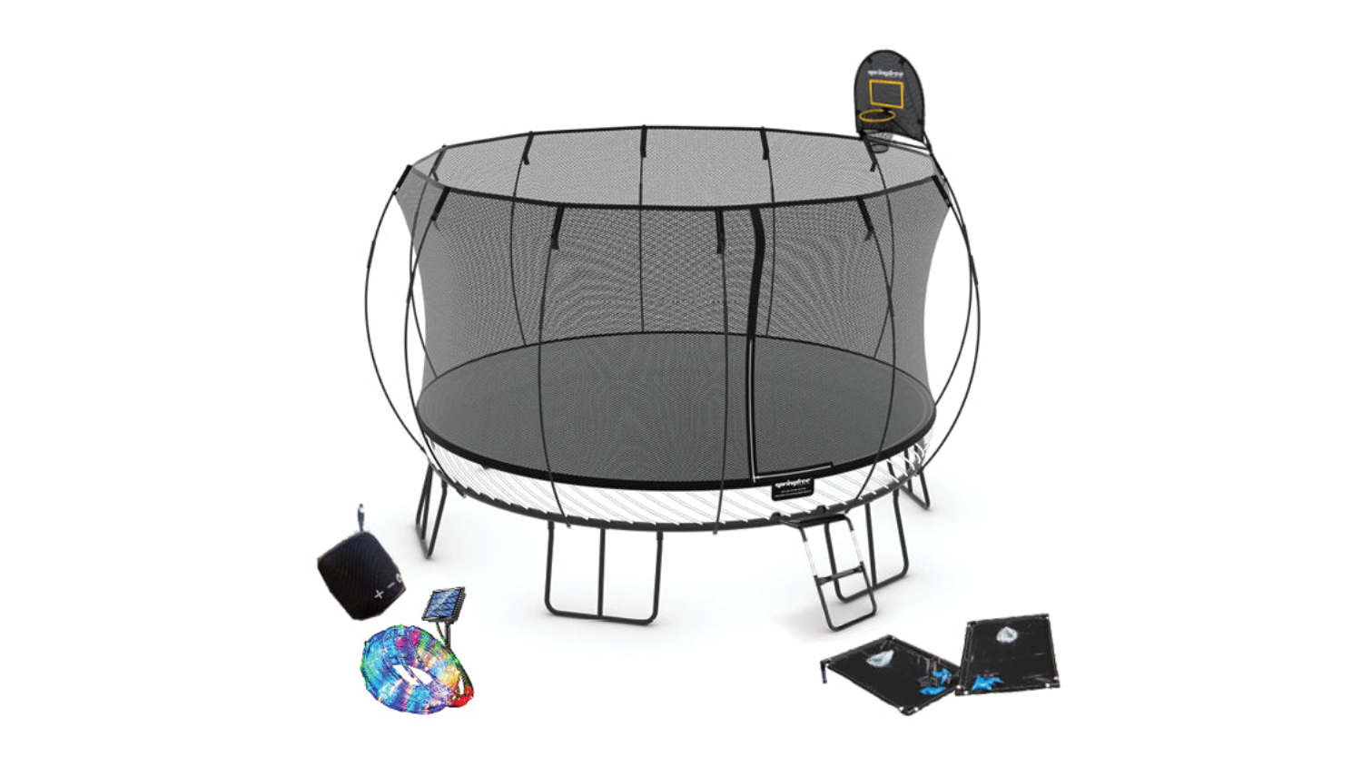Springfree Jumbo Trampoline 4m Round with Play Equipment Bundle