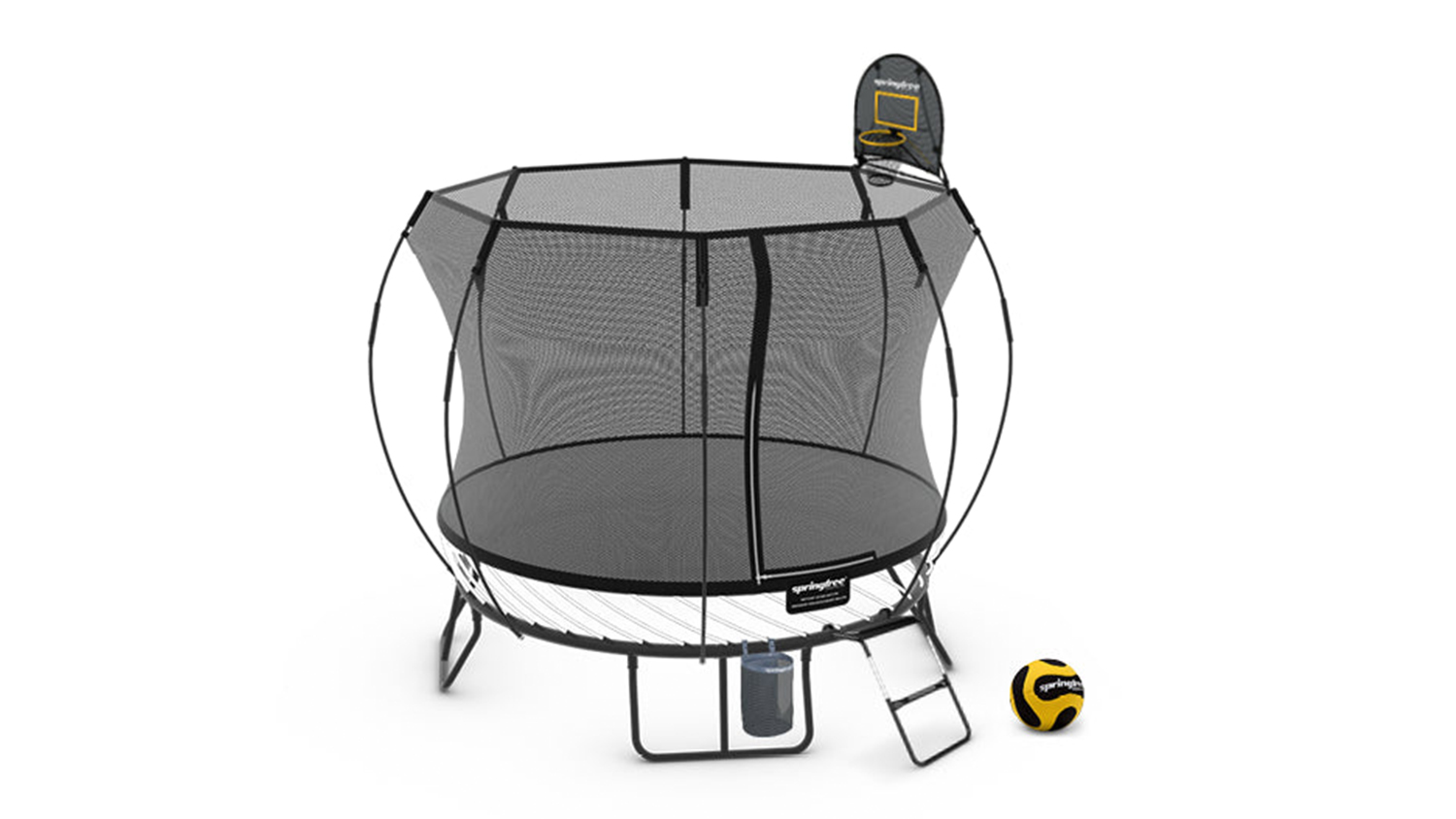 Springfree Compact Trampoline 2.7m x 1.9m Round with Sports Equipment Bundle