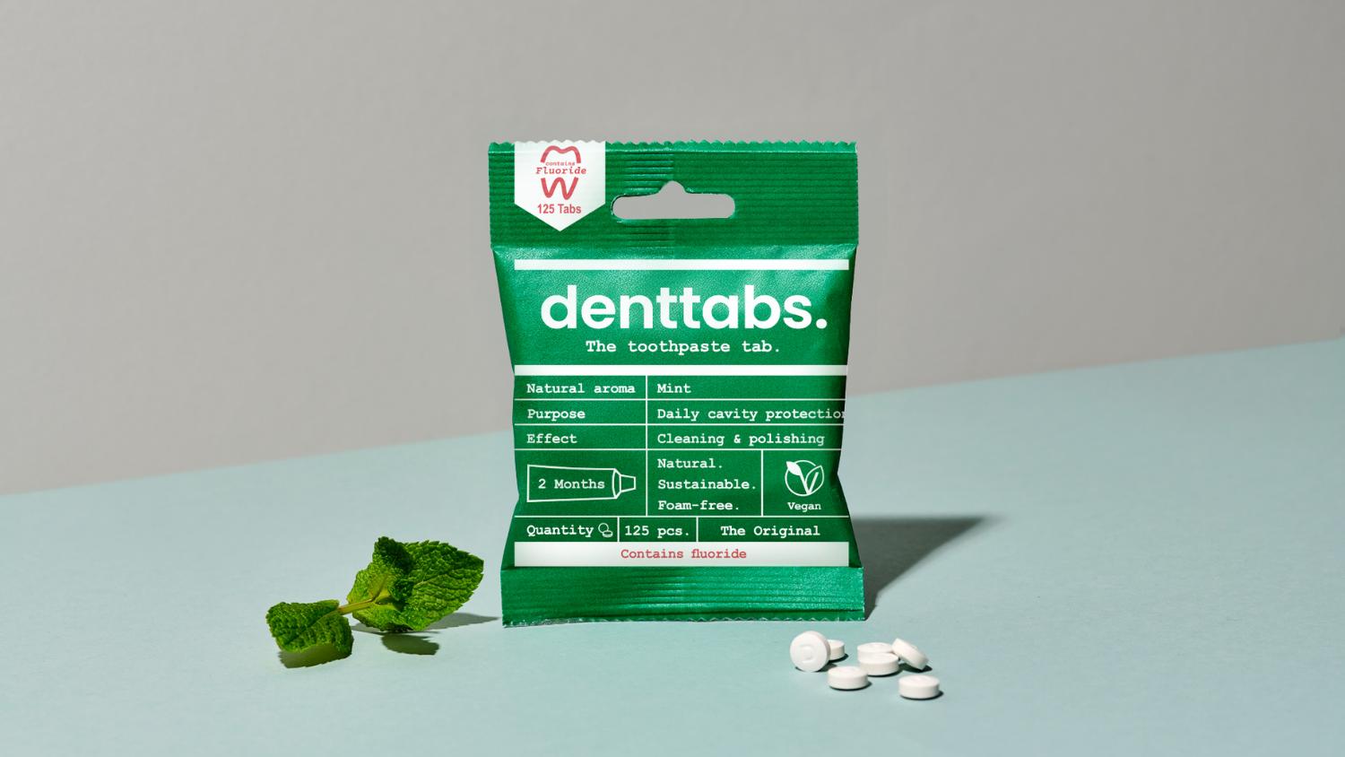 Denttabs Sustainable Toothpaste Tablets Two Month Supply Pack - Mint Fluoridated