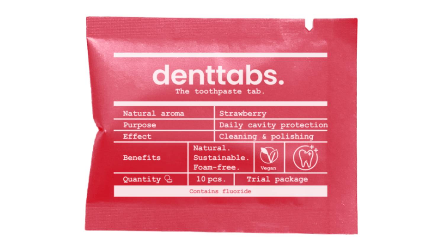 Denttabs Sustainable Toothpaste Tablets Trial Pack - Strawberry Fluoridated