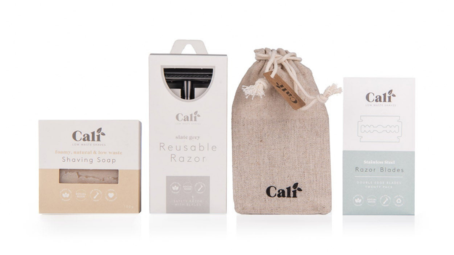 CaliWoods Eco-Friendly Safety Razor Starter Kit - Silver