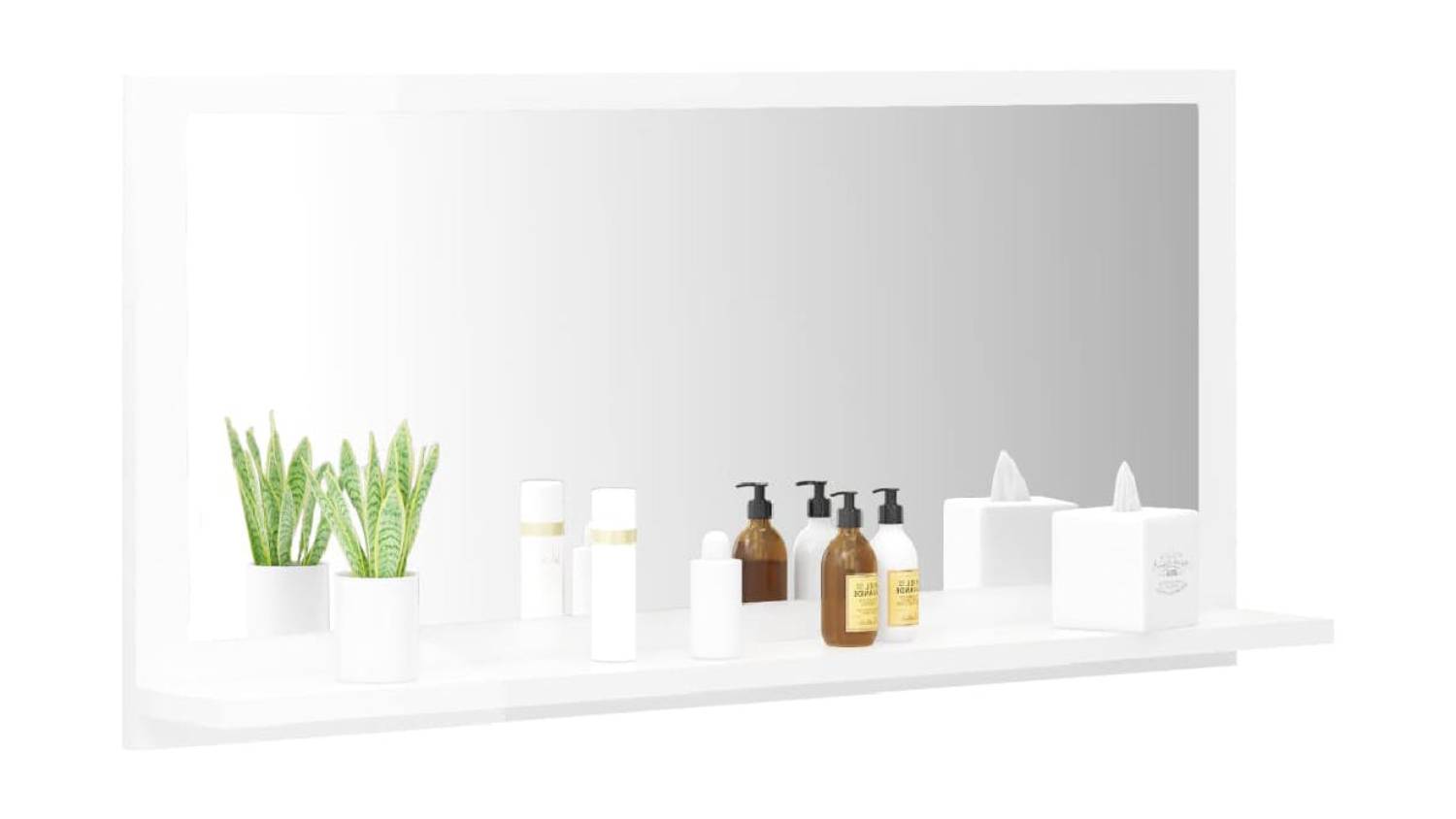 NNEVL Bathroom Mirror w/ Built-In Shelf 80 x 10.5 x 37cm - Gloss White