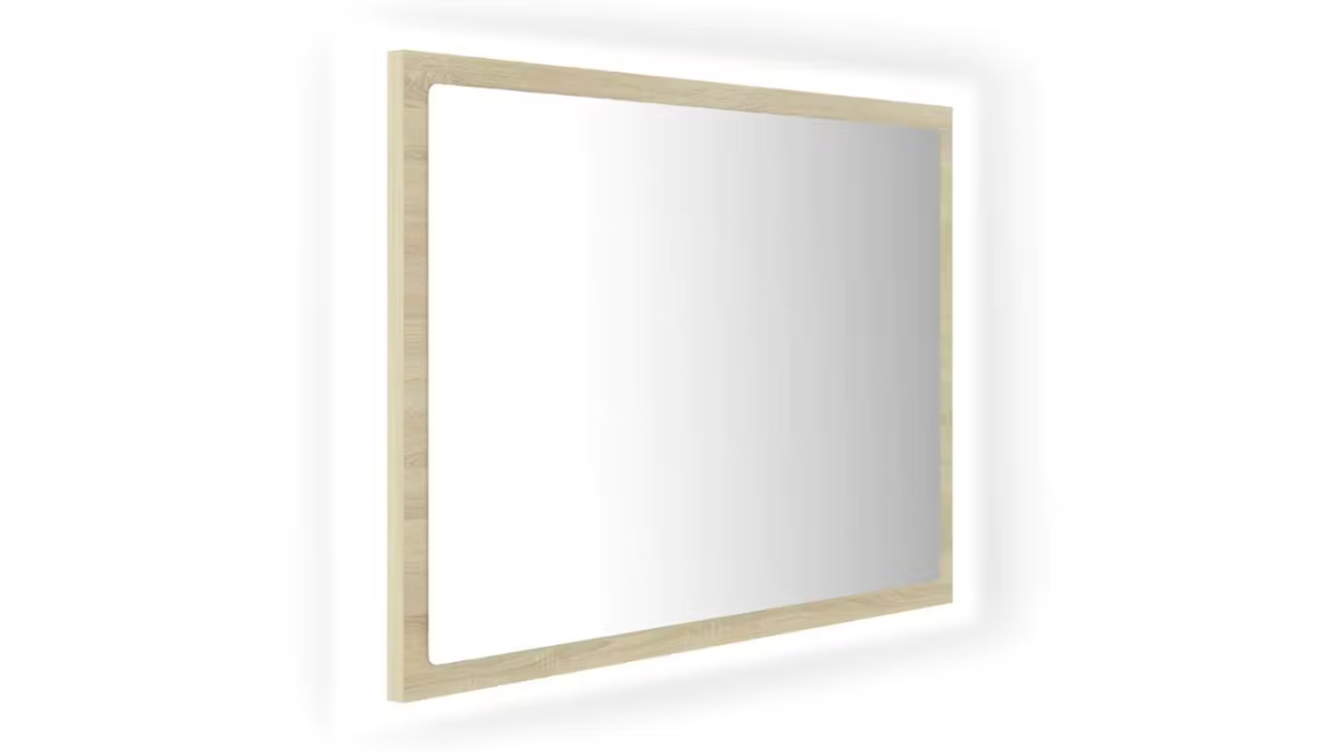 NNEVL LED Backlit Bathroom Mirror in 60 x 8.5 x 37cm Sonoma oak frame