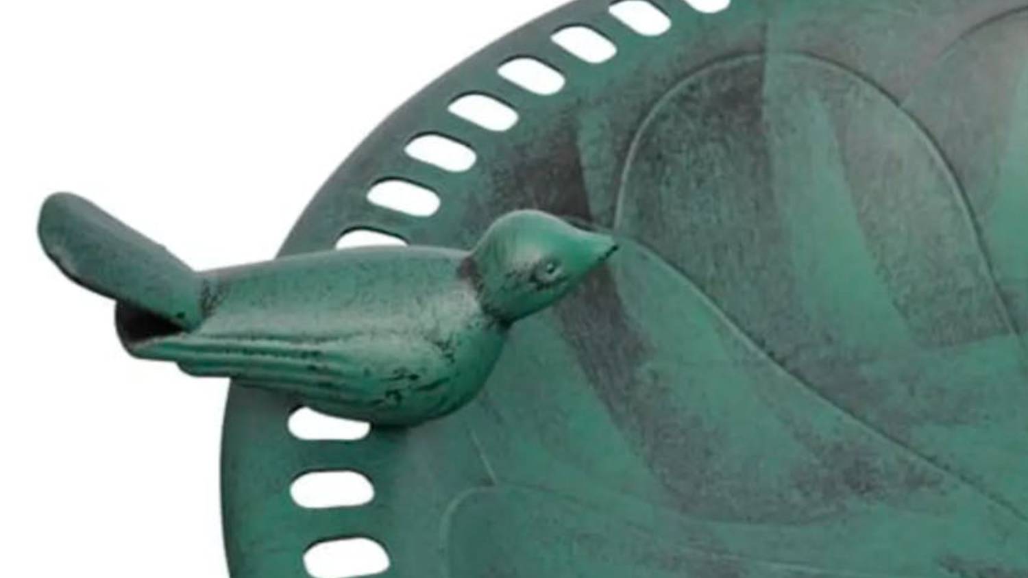 NNEVL Bird Bath with Decorative Bird - Copper Patina