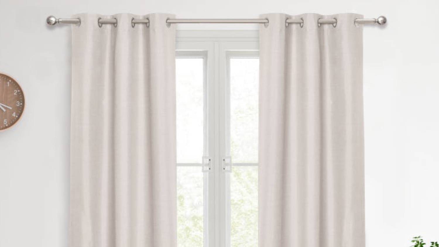 Sherwood Home Faux Linen Blackout Curtain Twin Pack 180 x 223cm - Porcelain