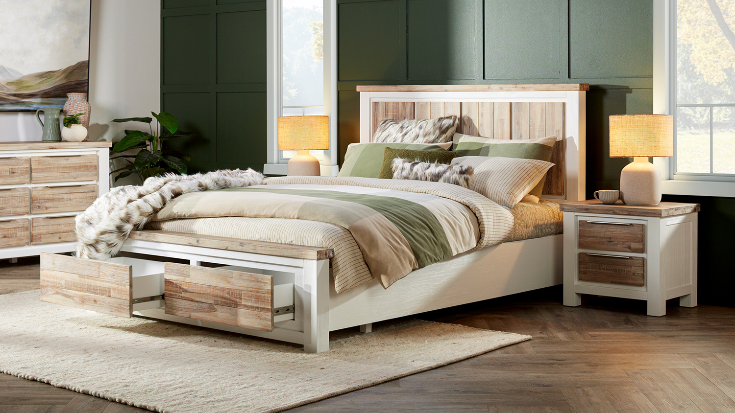 Homestead Queen Bed Frame with 2 Drawer Base