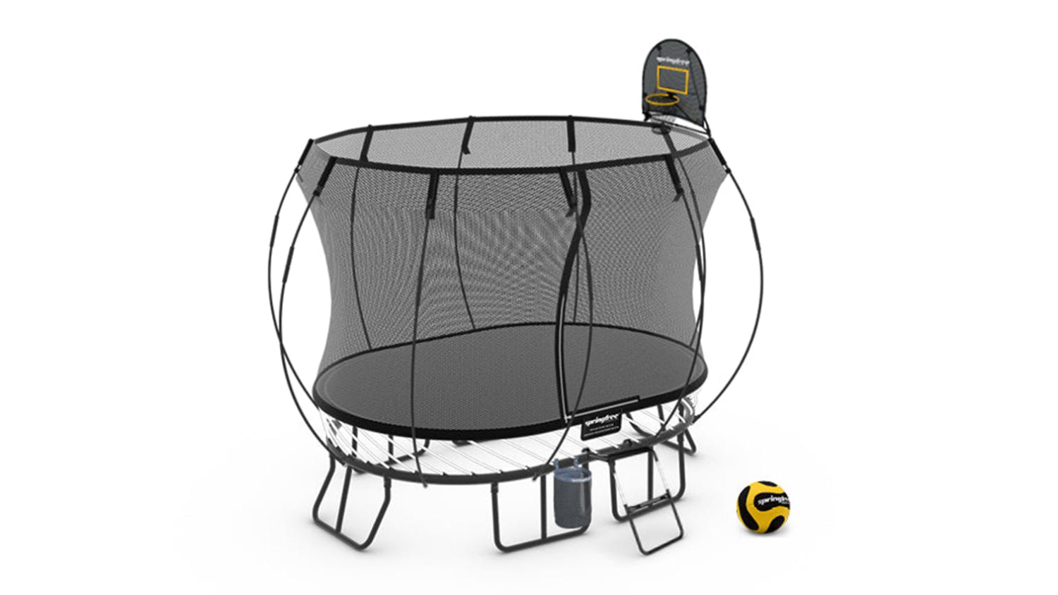 Springfree Compact Trampoline 2.7m x 1.9m Oval with Sports Equipment Bundle