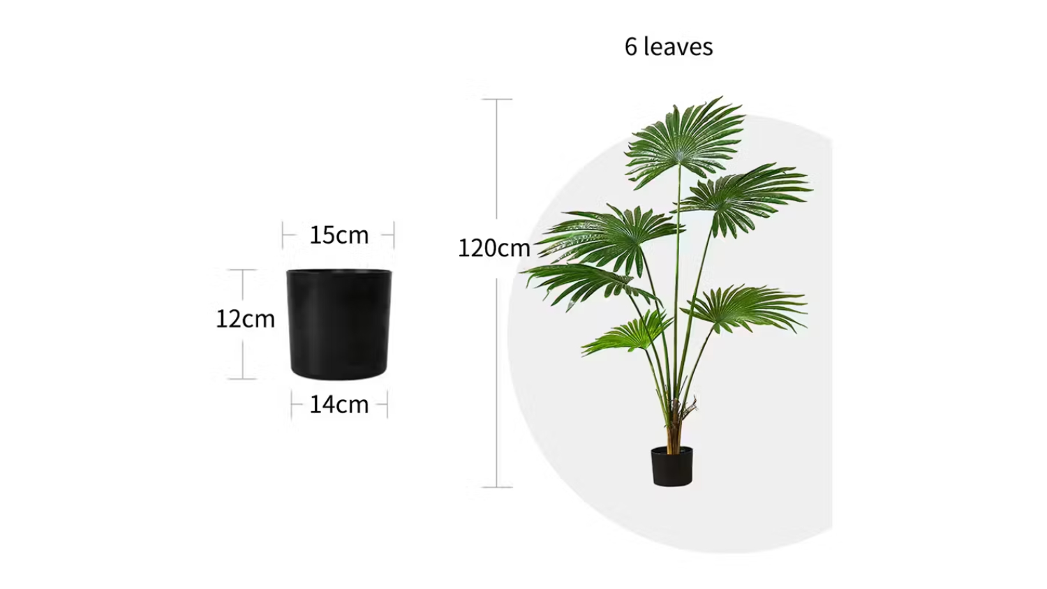 Soga Artificial Fan Palm Plant 120cm