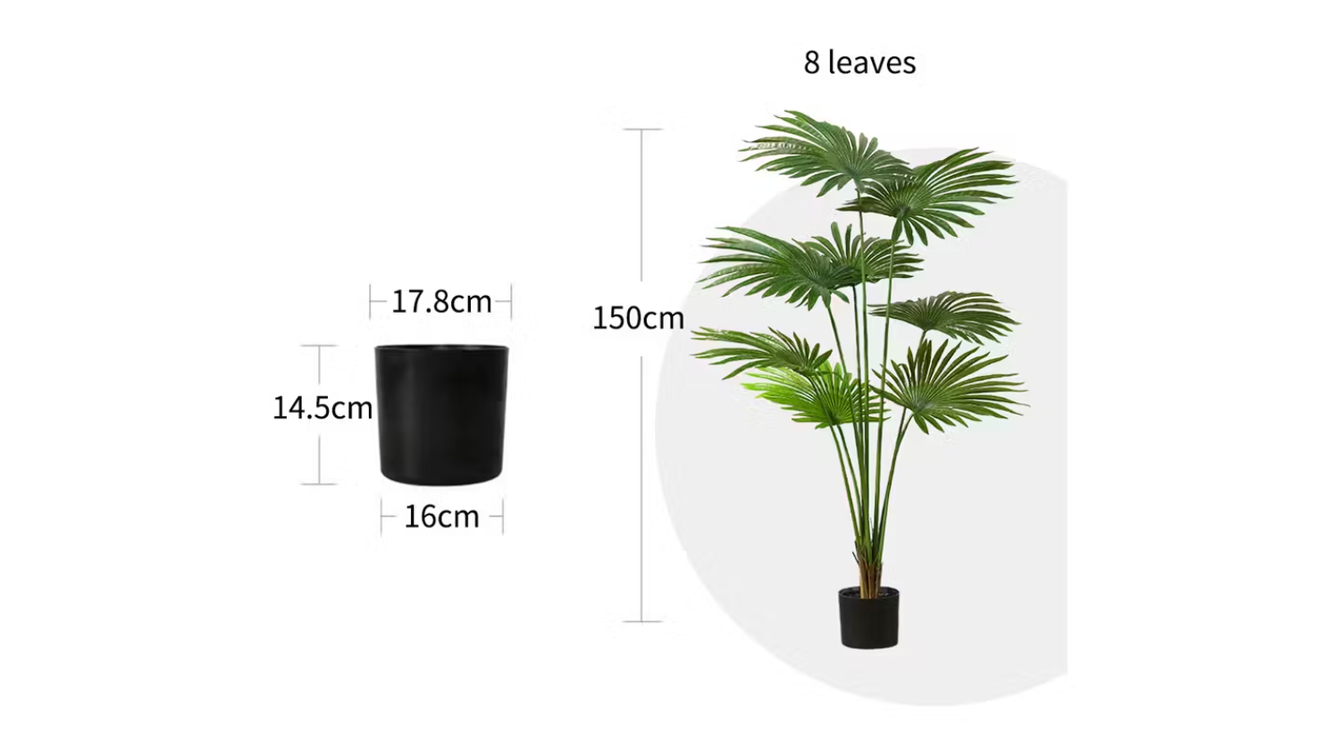 Soga Artificial Fan Palm Plant 150cm