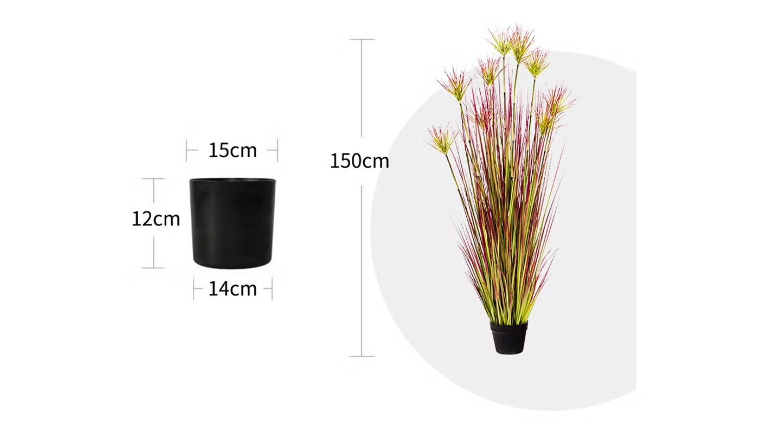 Soga Artificial Potted Papyrus Plant 150cm - Purple/Red