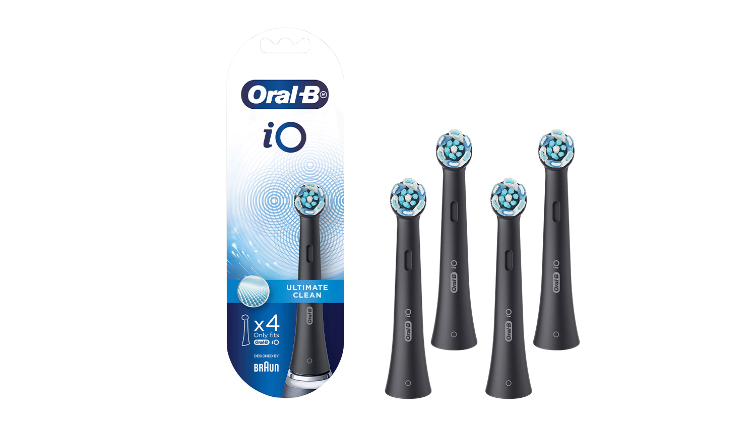 Oral-B iO Ultimate Clean Replacement Brush Head - 4 Pack/Black (CB-4)