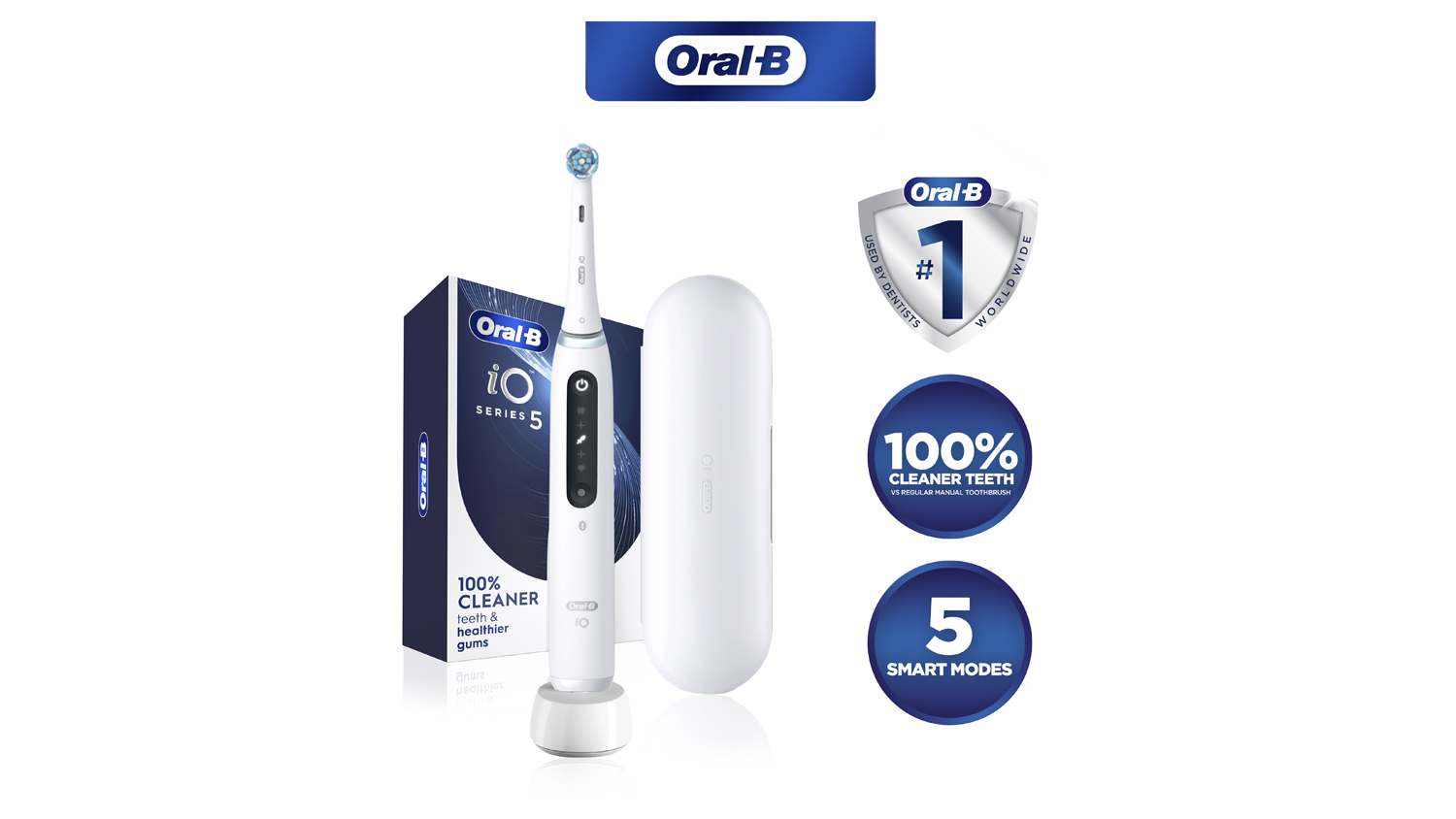 Oral-B iO5 Series 5 Electric Toothbrush with Travel Case & App Support - White (IOS5W)