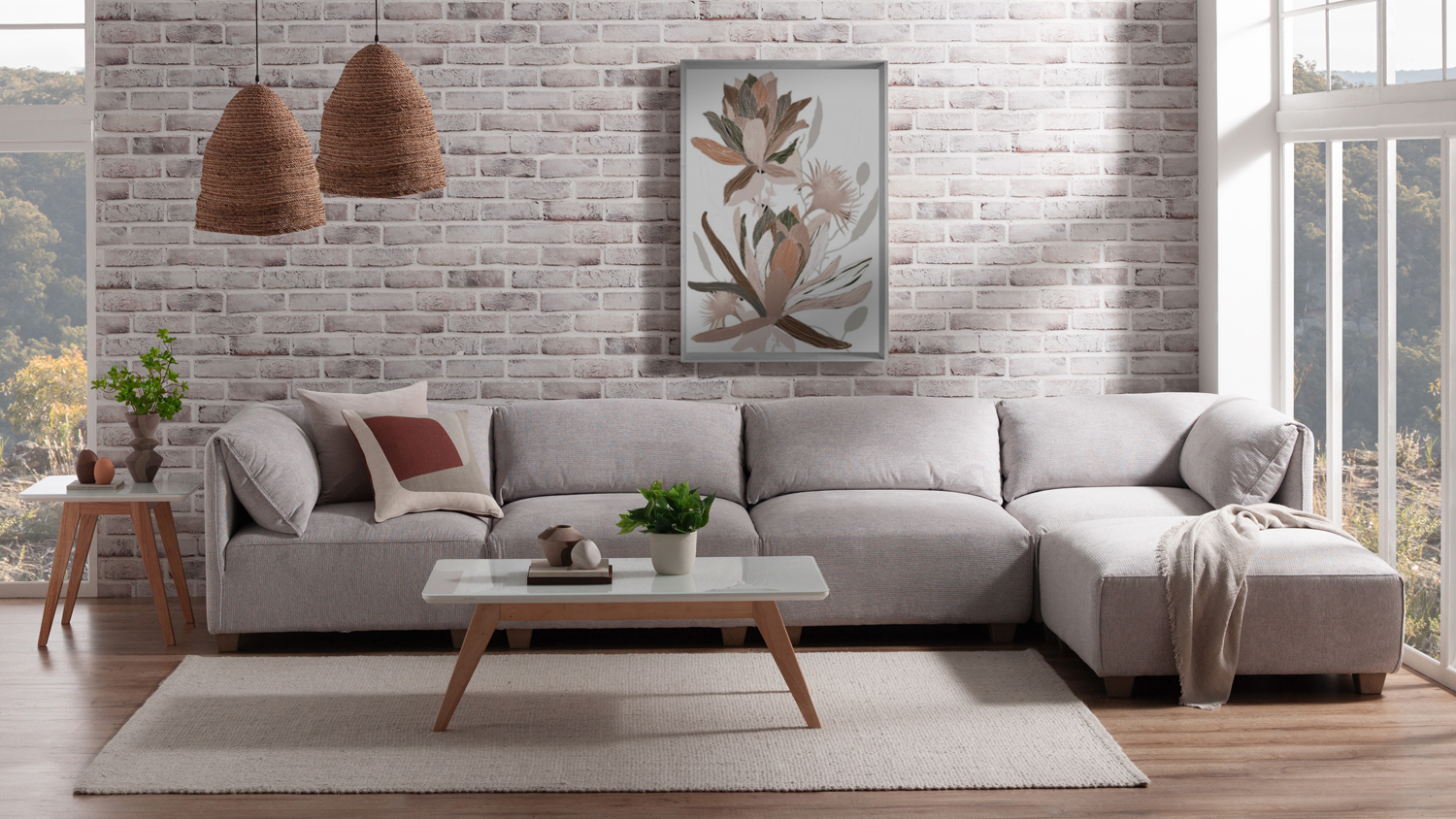 Auburn 4 Seater Fabric Corner Lounge Suite