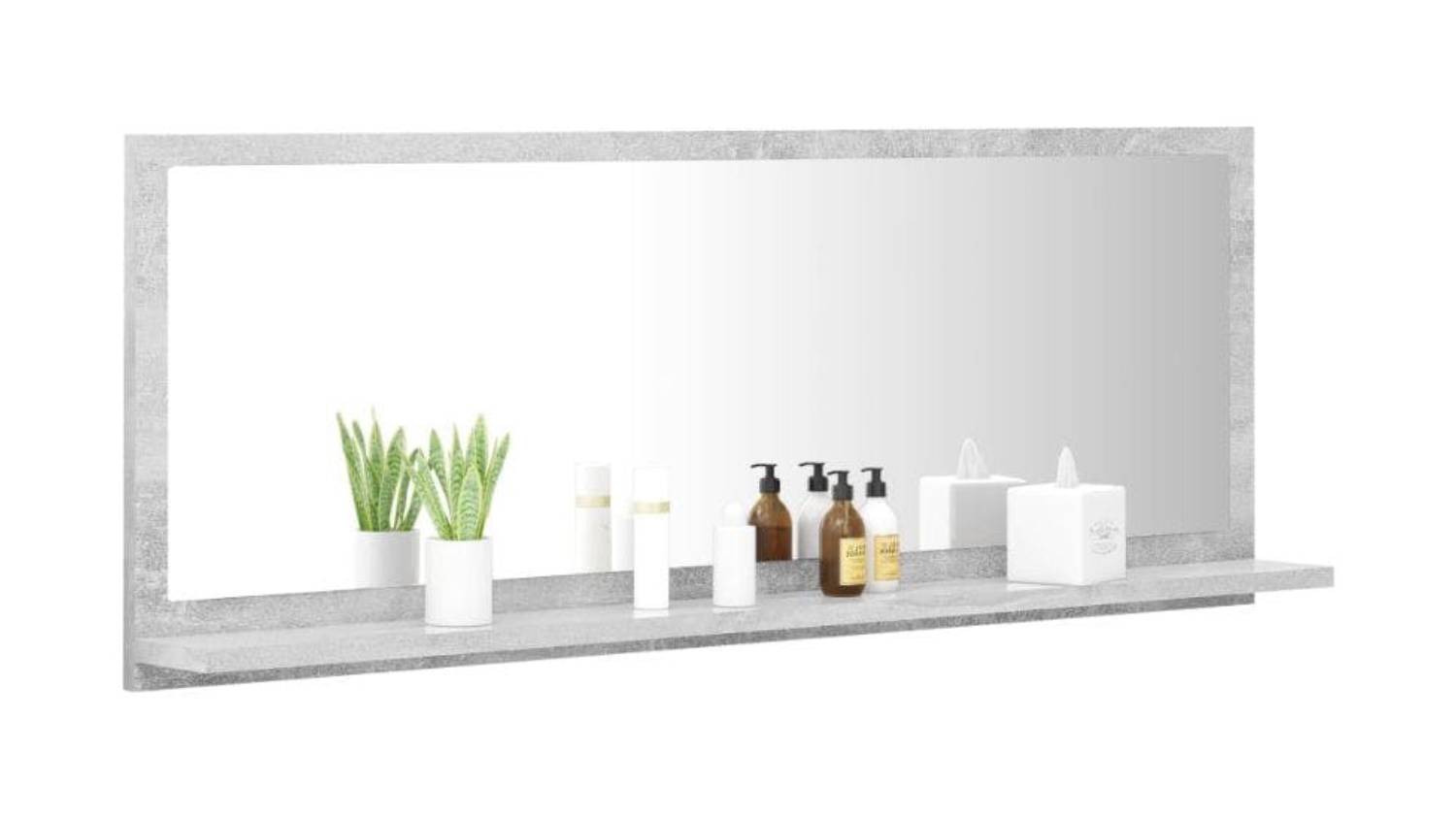 NNEVL Bathroom Mirror w/ Built-In Shelf 100 x 10.5 x 37cm - Concrete Grey