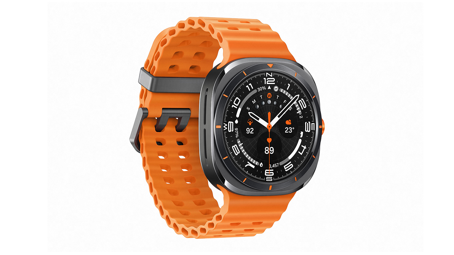 Samsung Galaxy Watch Ultra 2025 Smartwatch  - Titanium Grey Case with Orange Band (47mm Case, Cellular & GPS, Bluetooth)