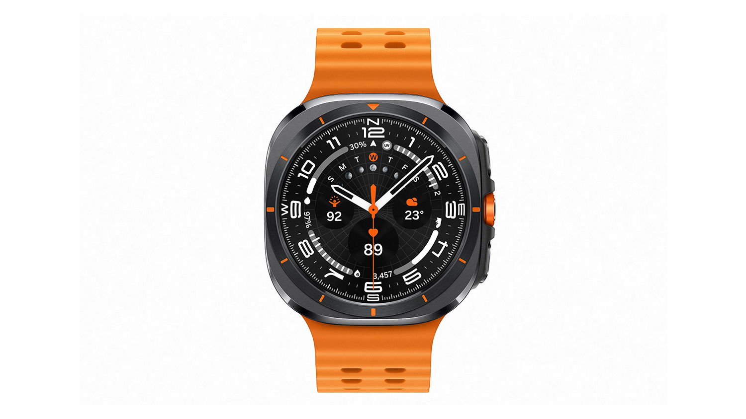 Samsung Galaxy Watch Ultra 2025 Smartwatch  - Titanium Grey Case with Orange Band (47mm Case, Cellular & GPS, Bluetooth)