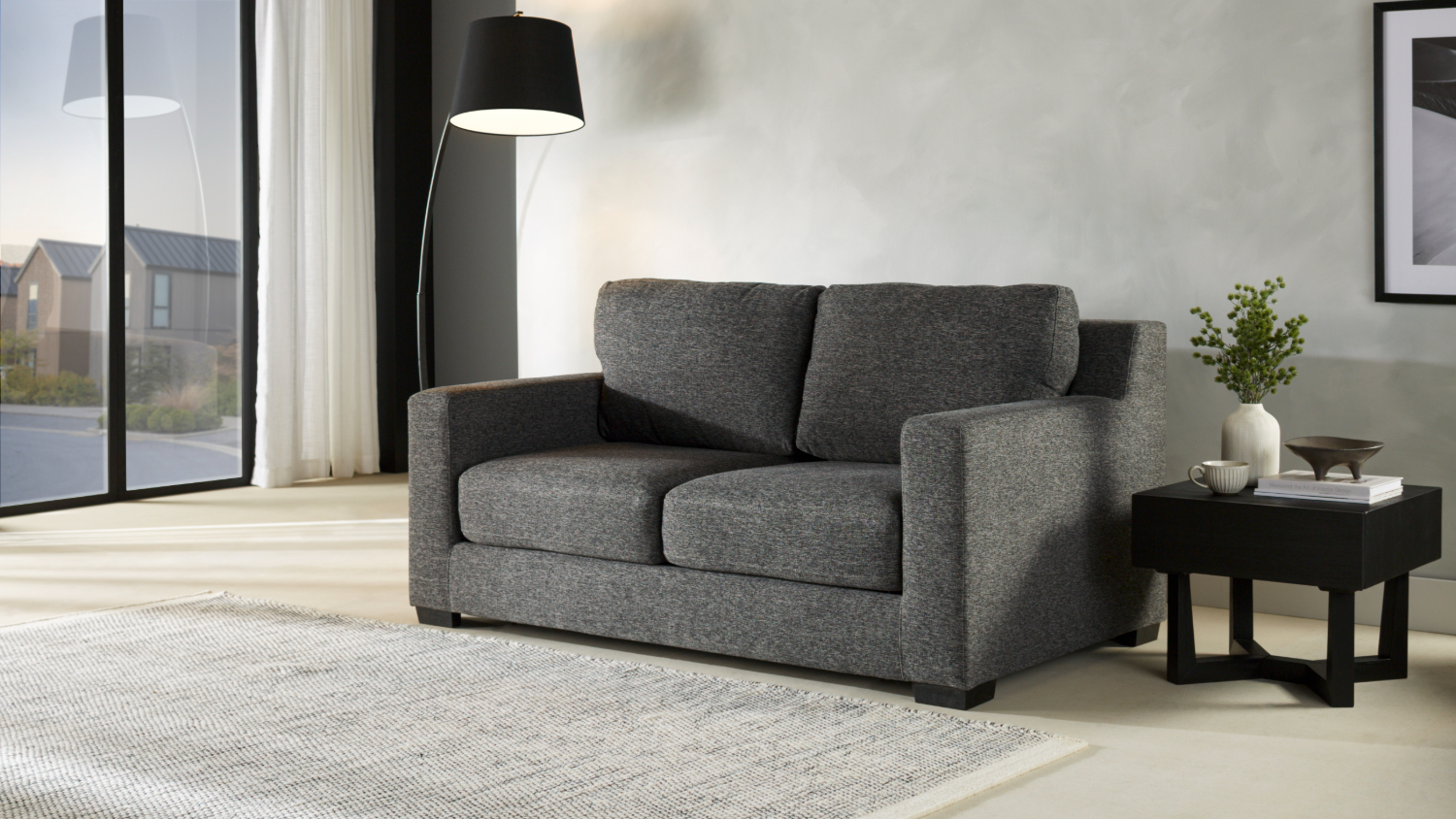 Titan Double Fabric Sofa Bed - Caviar