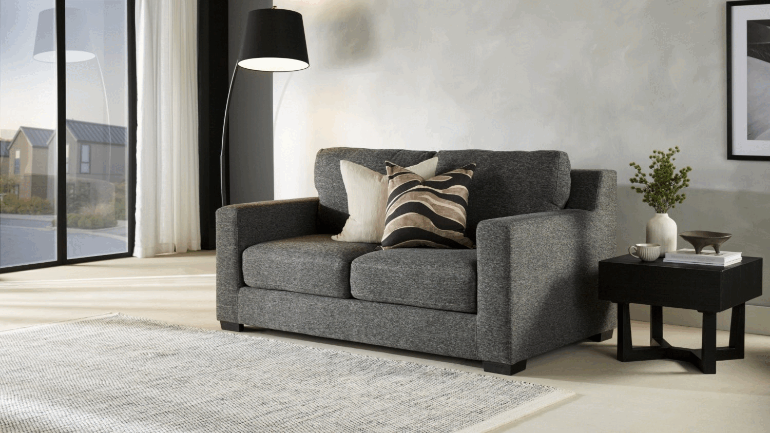 Titan Double Fabric Sofa Bed - Caviar