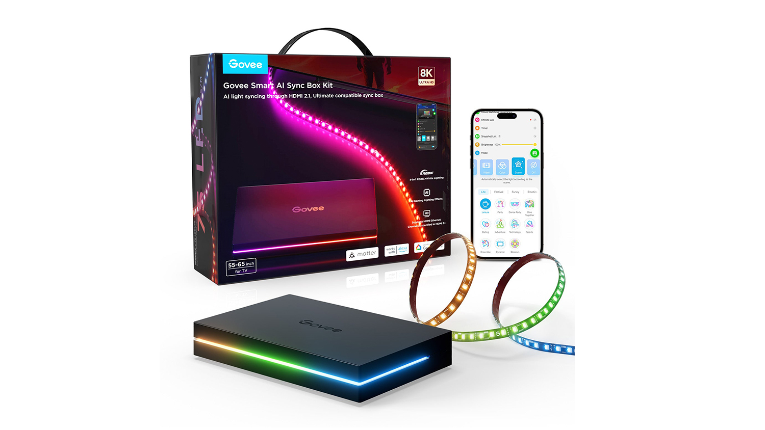 Govee AI Sync Box 2 Lighting Kit for 55" - 65" Monitors