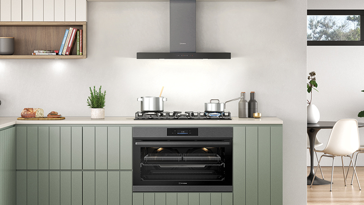Westinghouse 90cm Box Chimney Wall Mounted Rangehood - Dark Stainless Steel (WRC924DSD)
