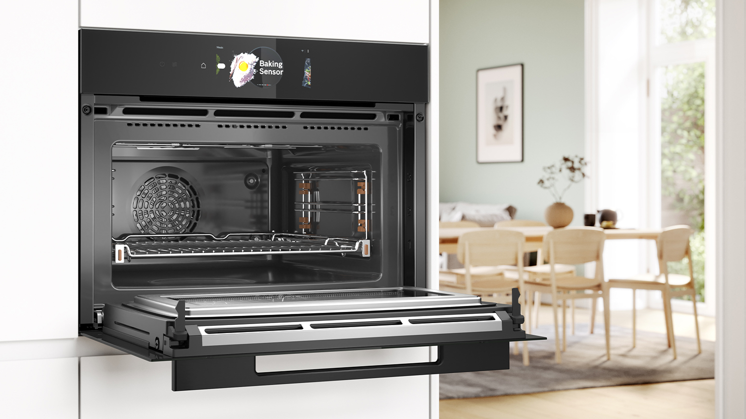 Bosch 60cm Smart Built-In Microwave Oven with 20 Functions - Black (CMG978NB1A)