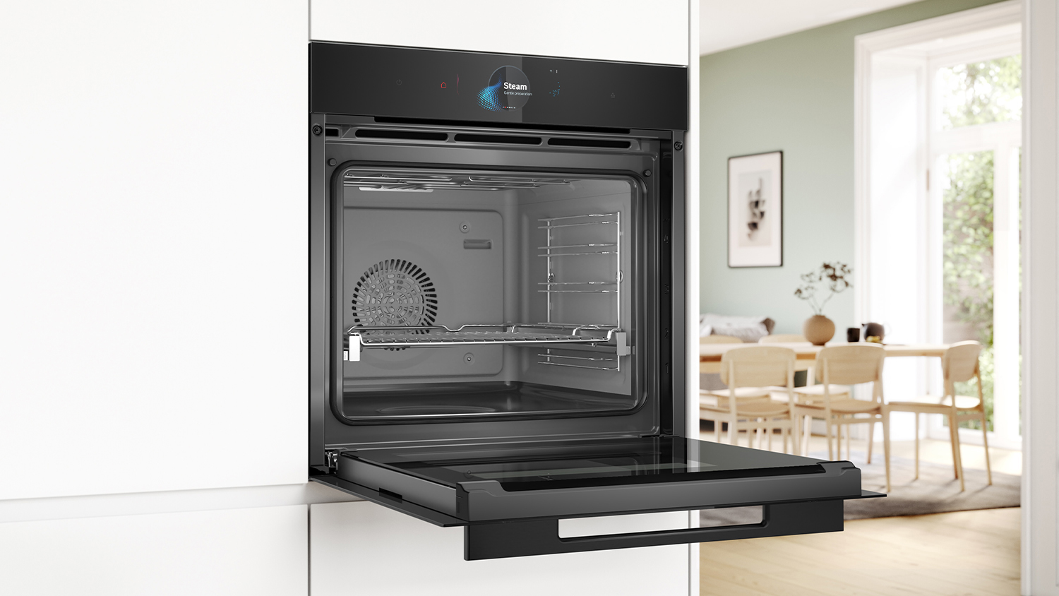 Bosch 60cm Smart Built-In Steam Oven with 24 Functions - Black (HSG958DB1A)