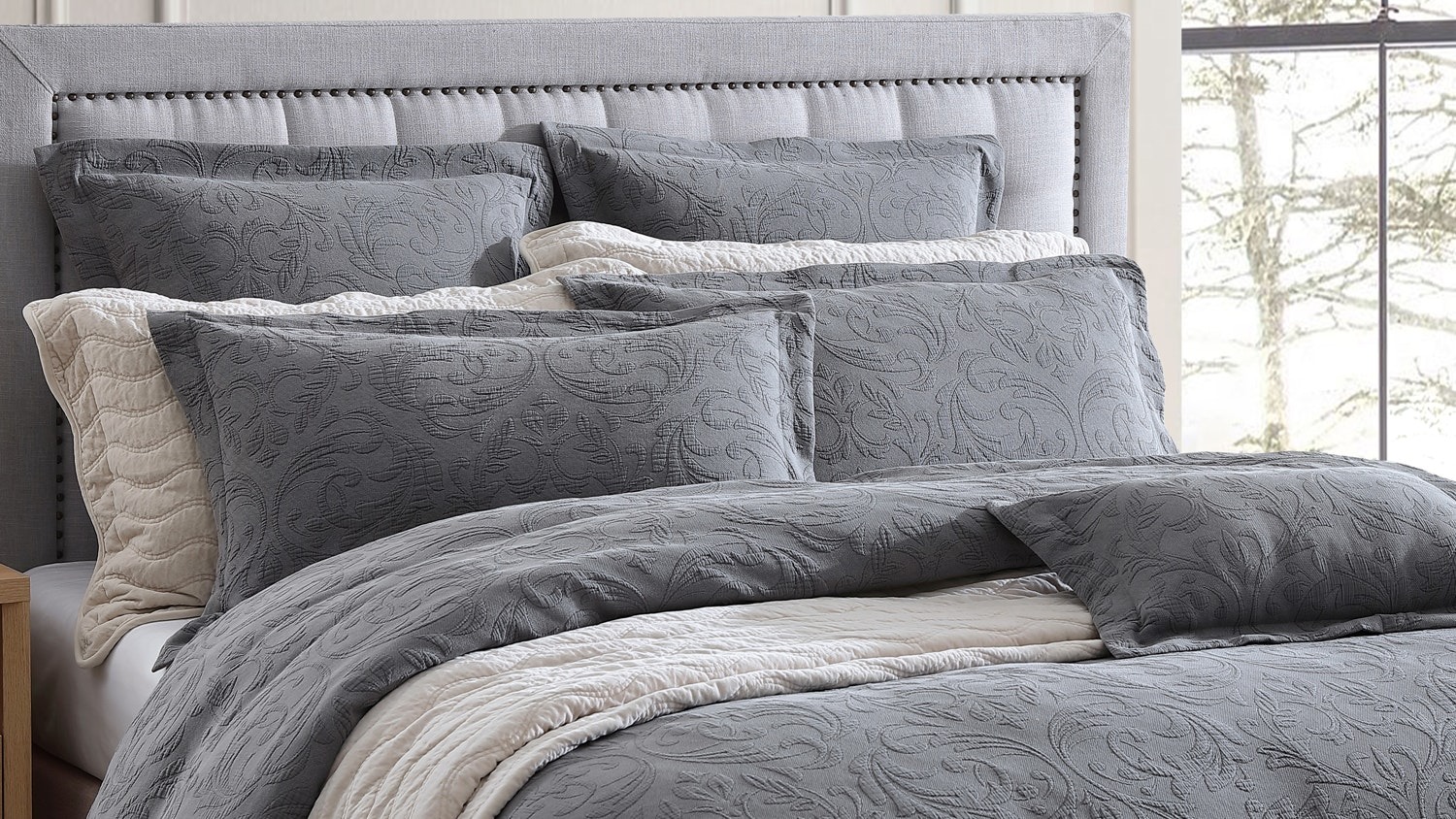 Marbella Charcoal Duvet Cover Set by Private Collection