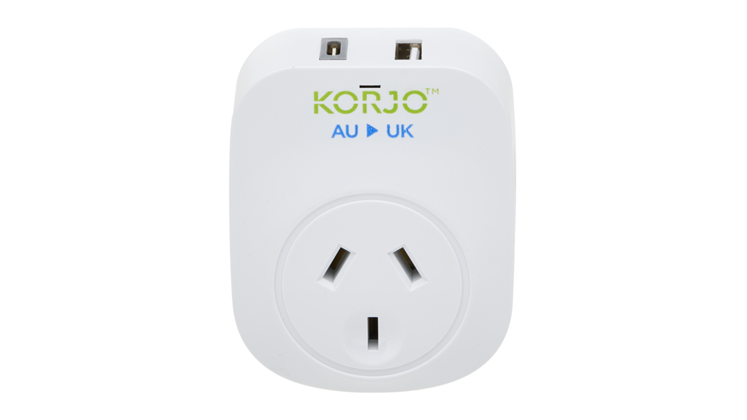 Korjo Travel Adapter with USB-A & USB-C Port for UK - White (USBACUK)