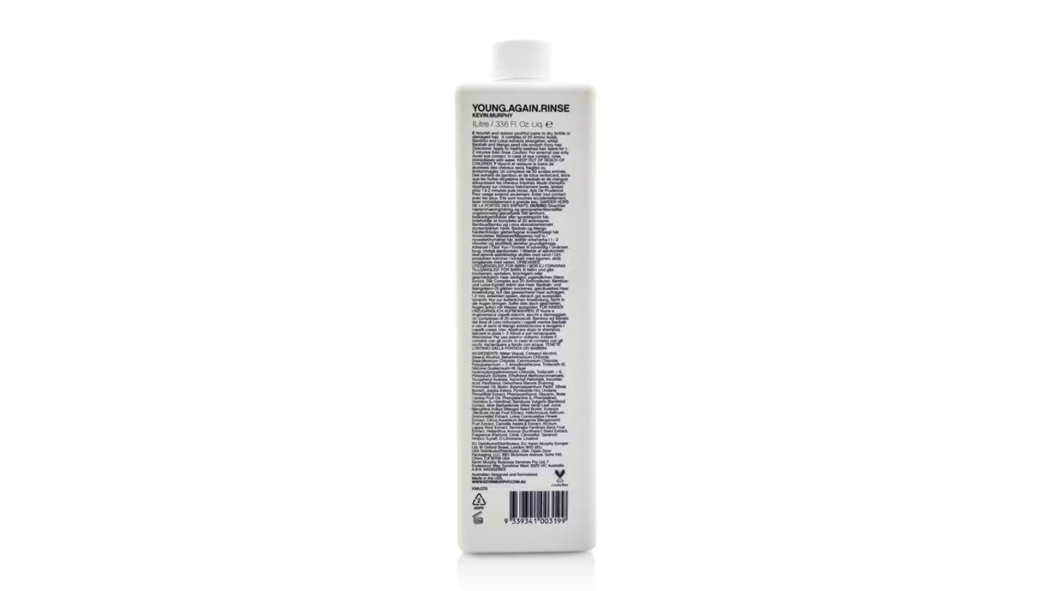 Kevin.Murphy Young.Again.Rinse (Immortelle and Baobab Infused Restorative Softening Conditioner - To Dry, Brittle or Damaged Hair) - 1000ml/33.8oz
