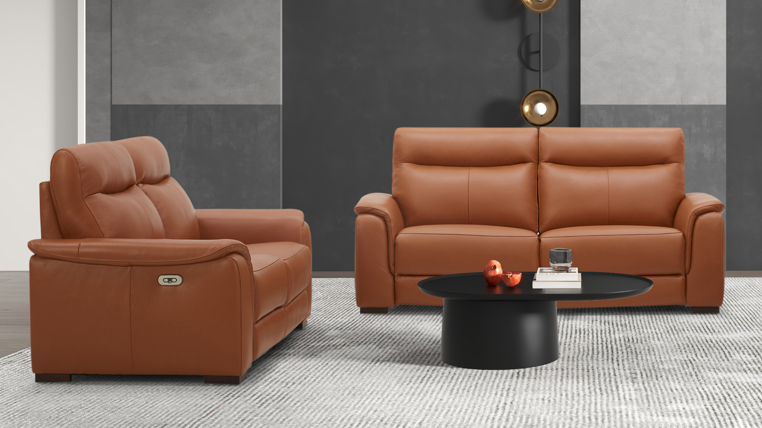 Holt 2 Piece Leather Electric Recliner Lounge Suite