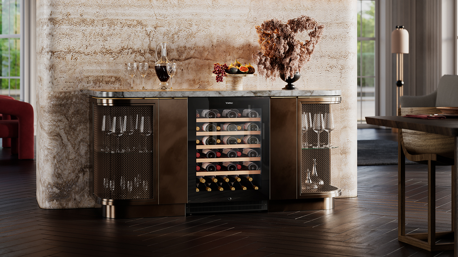 Vintec Wine Fridge with 41 Bottle Capacity - Black (VWS820SCB-X)