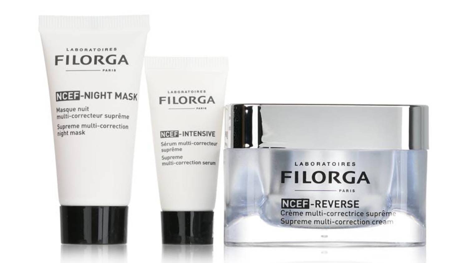 Filorga Anti-Ageing Revolution Gift Set (Limited Edition): 1x NCEF-Reverse Cream 50ml + 1x NCEF-Night Mask 15ml + 1x NCEF-Intensive Serum 7ml +1bag - 3pcs+1bag