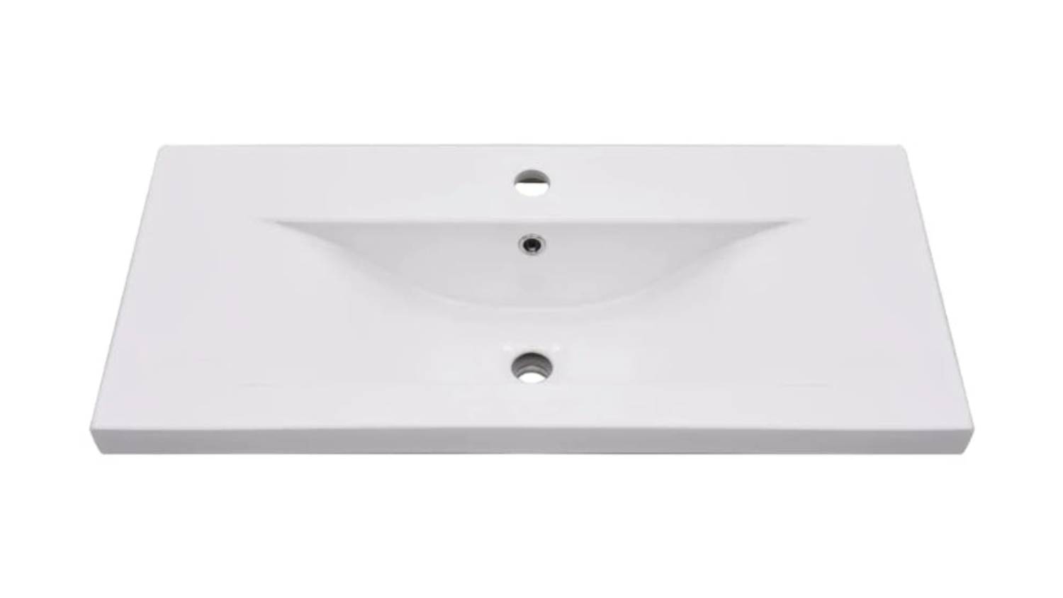 NNEVL Square Ceramic Basin with Built-In Overflow 81 x 39.5 x 18.5cm - White
