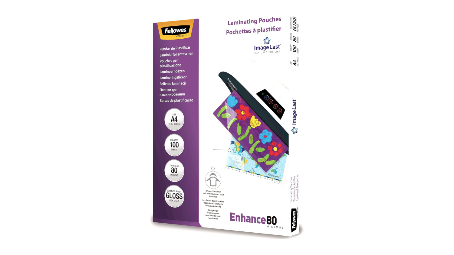 Fellowes A4 80 Micron Laminating Pouches - 100 Pack (Clear)
