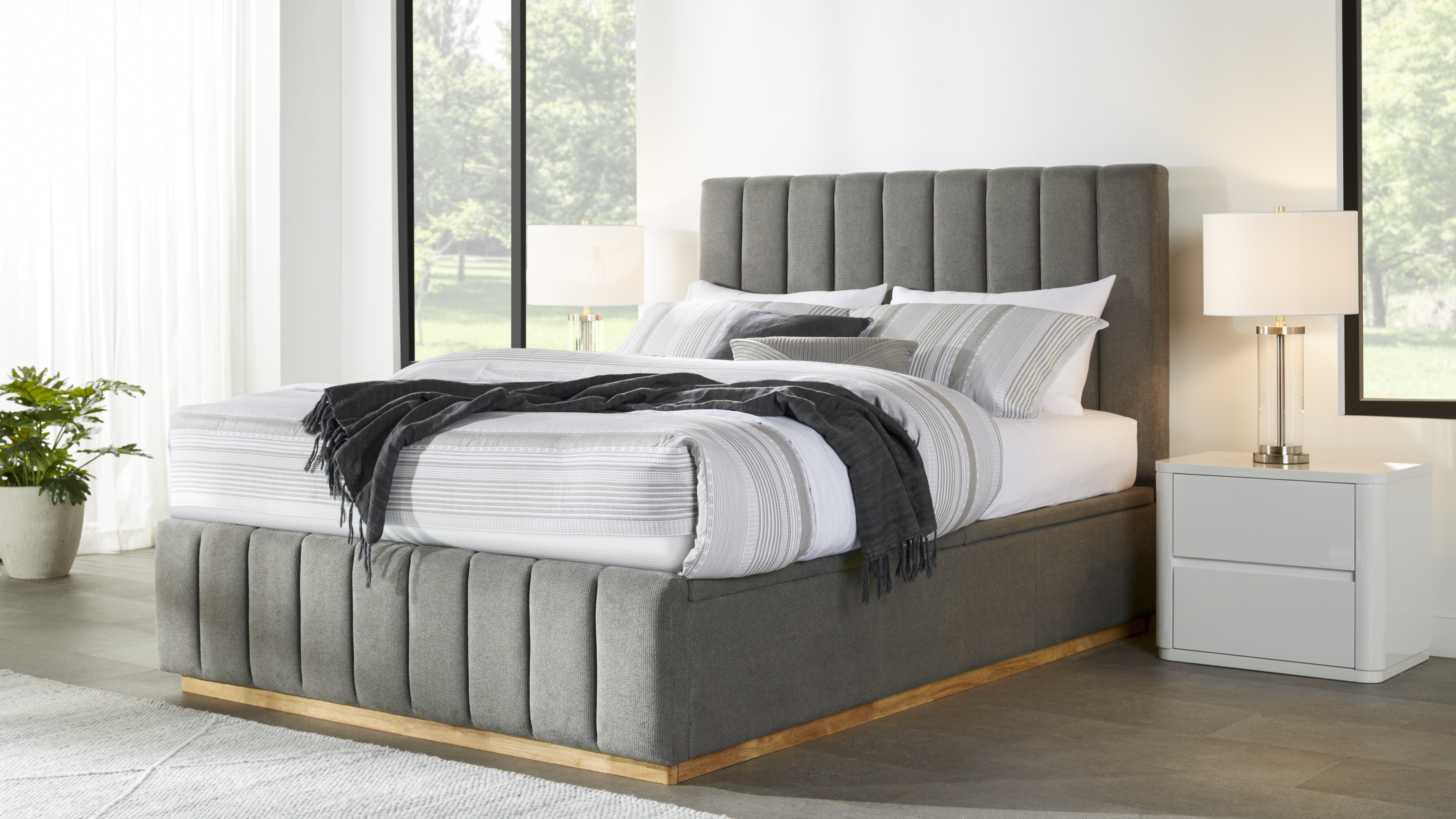 Olivia King Gas Lift Storage Bed Frame - Charcoal