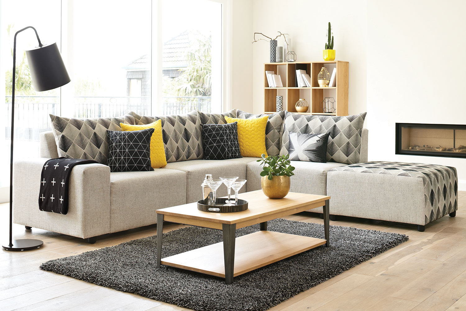 Zone Corner Lounge with Chaise by Furniture Haven Green Grade