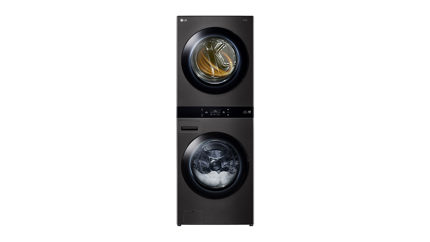 LG 19kg Smart AI Front Load Washing Machine & 10kg Heat Pump Dryer Stack - Black Steel (WashTower - WWT-1910B)