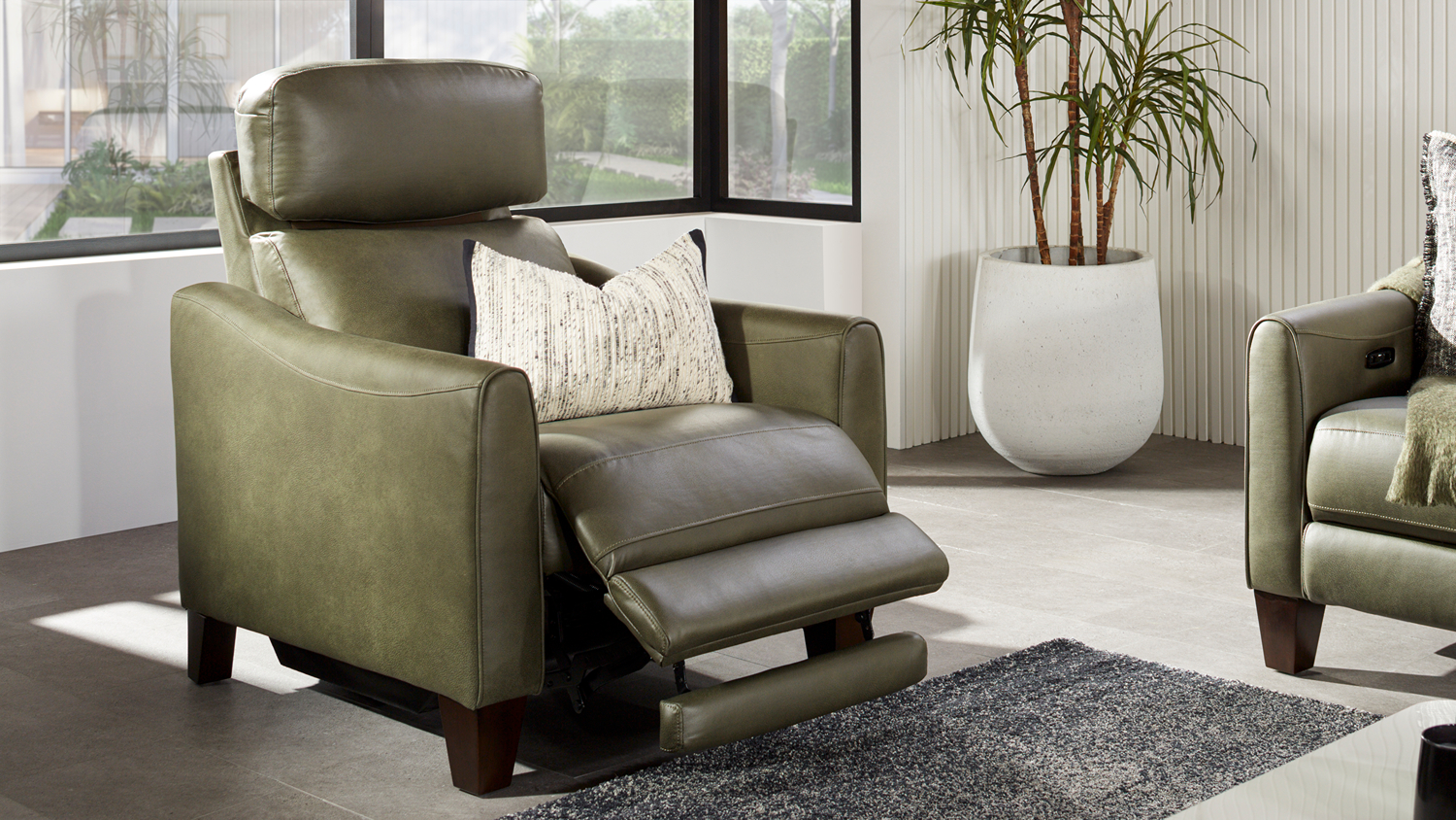 Radley Fabric Electric Recliner Chair - Olive