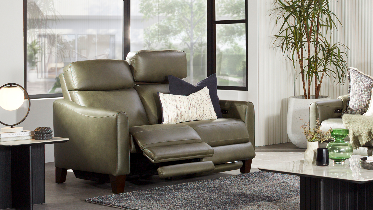 Radley 2 Seater Fabric Electric Recliner Sofa - Olive