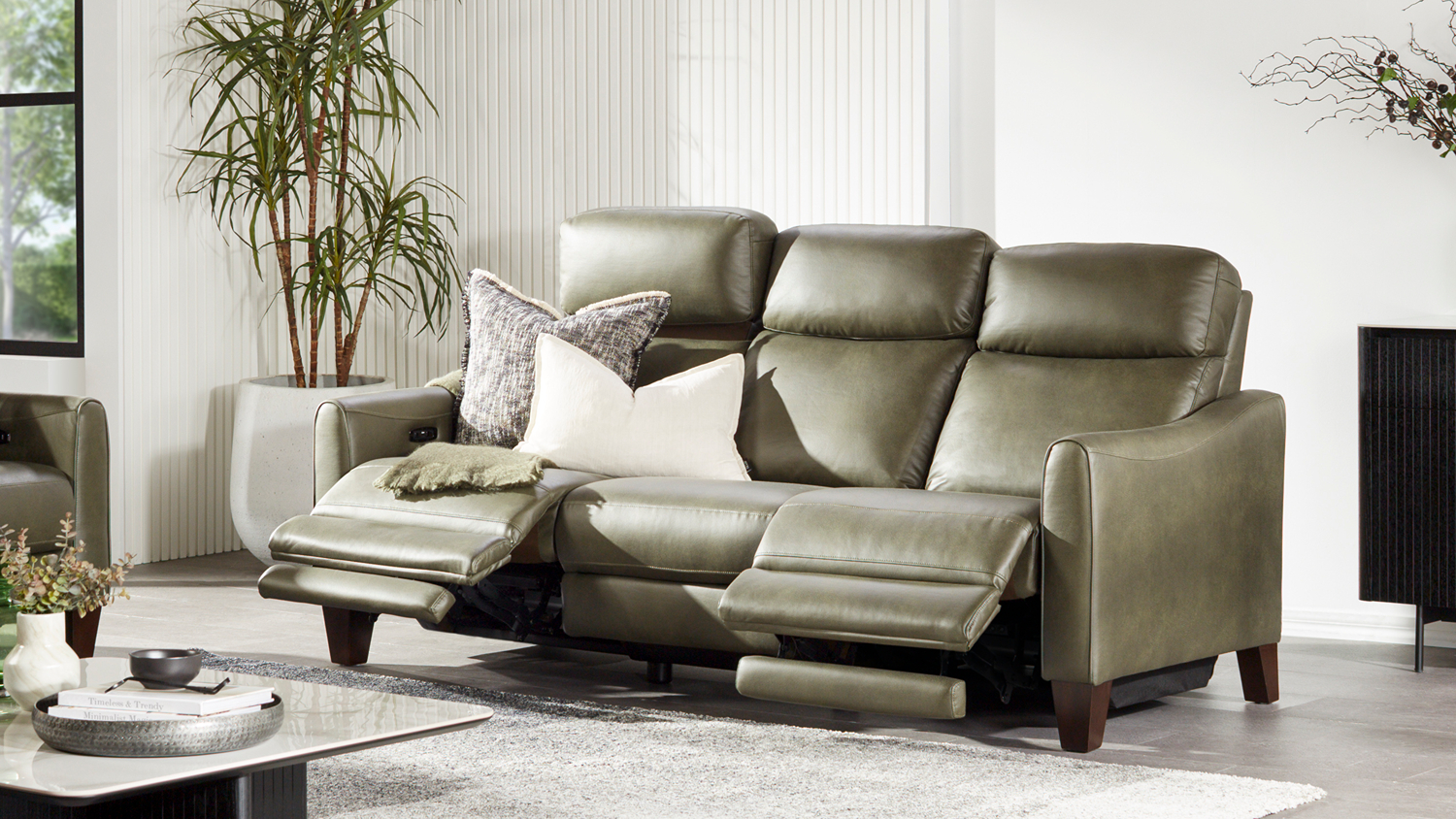 Radley 3 Seater Fabric Electric Recliner Sofa - Olive
