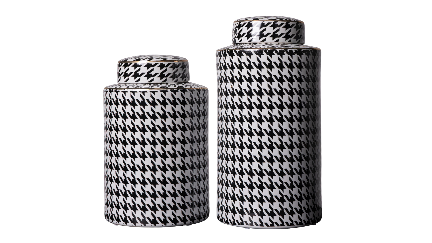 Remy Herringbone Round Ceramic Jar Set 2pcs