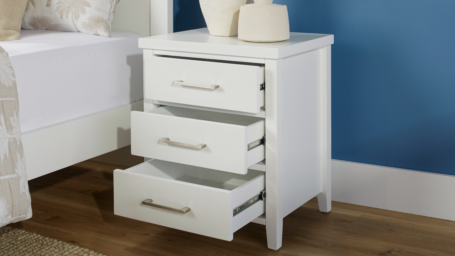 Alphine 3 Drawer Bedside Table