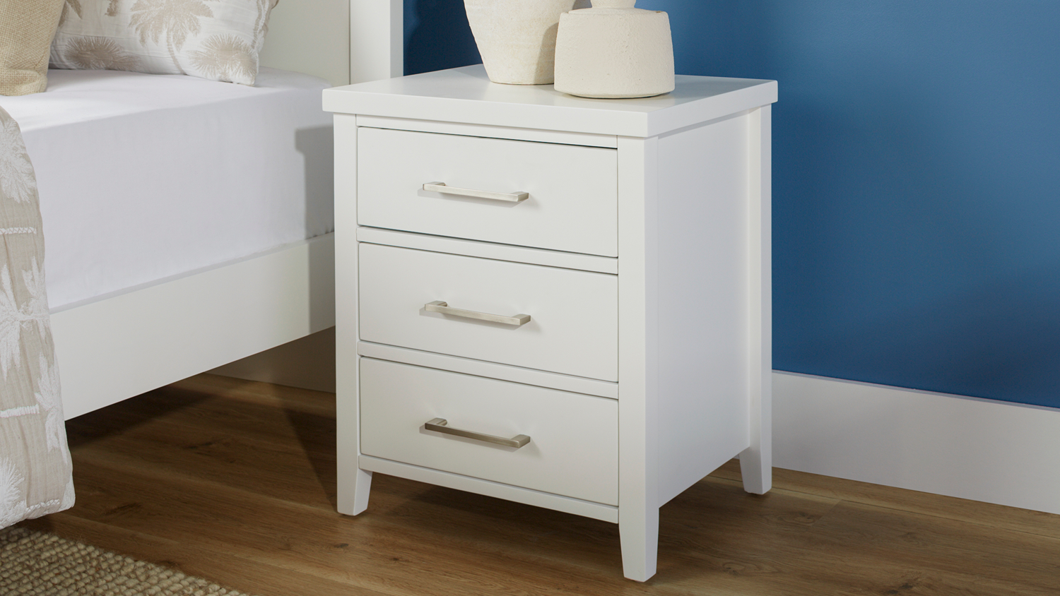 Alphine 3 Drawer Bedside Table
