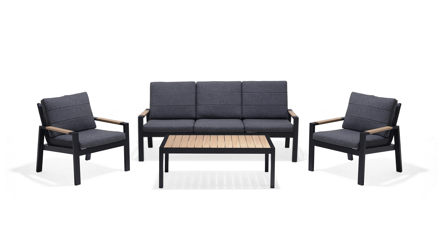 Panama 4 Piece Outdoor Lounge Suite - Black