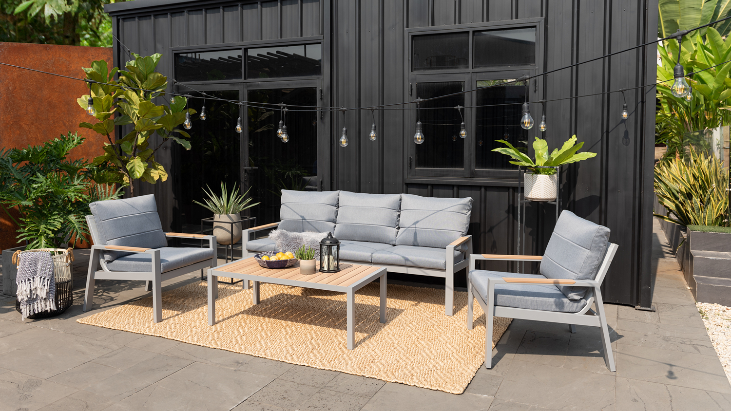 Panama 4 Piece Outdoor Lounge Suite - Grey